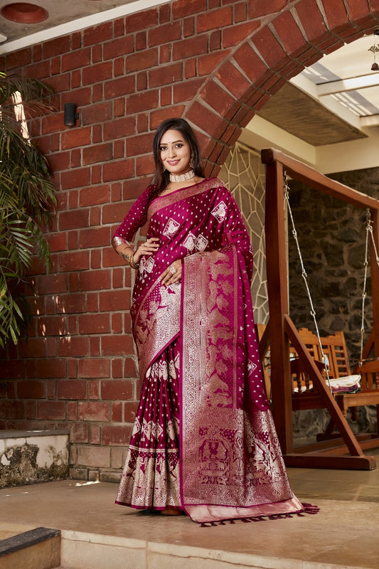 Marriage Special Kanjivaram Work Pink Color Heavy Saree