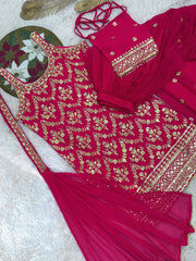 Exclusive Pink Color Sequence Work Georgette Sharara Suit Exclusive Pink Color Sequence Work Georgette Sharara Suit