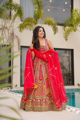 Gorgeous Red Organza Printed Anarkali Gown Gorgeous Red Organza Printed Anarkali Gown