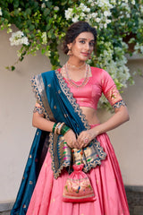 Festive Special Paithani Silk Light Pink Color Lehenga Choli Festive Special Paithani Silk Light Pink Color Lehenga Choli