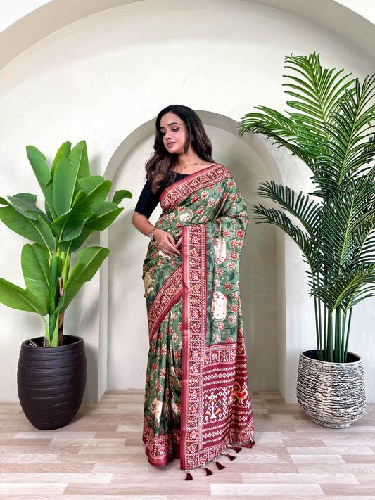 Graceful Dola Viscose Green Color Saree