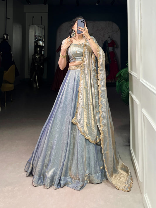 Sky Blue Color Sequence Work Attractive Lehenga Choli