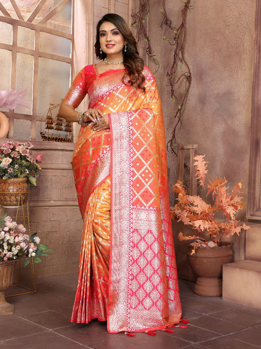 Demanding Kochi Silk Orange Color Saree