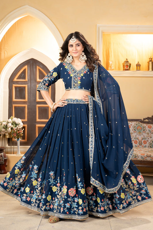 Awesome Georgette Blue Color Lehenga Choli