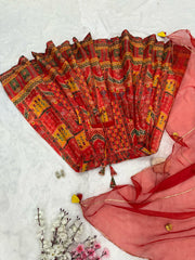 Gorgeous Red Organza Printed Anarkali Gown Gorgeous Red Organza Printed Anarkali Gown