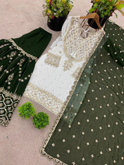 Exclusive Heavy Work White Color Suit Mehndi Sharara Exclusive Heavy Work White Color Suit Mehndi Sharara