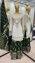 Exclusive Heavy Work White Color Suit Mehndi Sharara Exclusive Heavy Work White Color Suit Mehndi Sharara