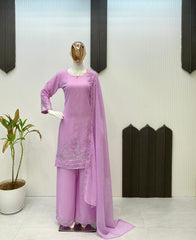 Ravishing Pink Georgette Sequence Work Palazzo Suit Ravishing Pink Georgette Sequence Work Palazzo Suit