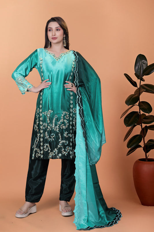 Exclusive Chinon Silk Double Shaded Salwar Suit