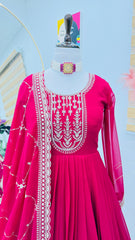 Wonderful Georgette Embroidery Work Pink Color Gown Wonderful Georgette Embroidery Work Pink Color Gown