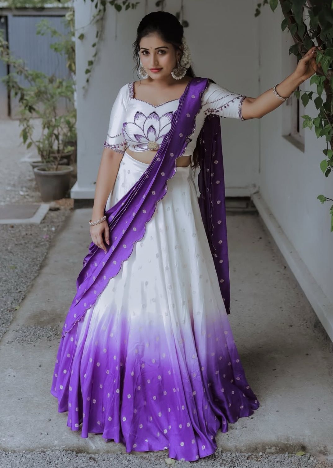 Beautiful Digital Print White & Purple Color Lehenga Choli RangVastra.com Beautiful Digital Print White & Purple Color Lehenga Choli RangVastra.com