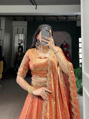 Orange Color Sequence Work Attractive Lehenga Choli Orange Color Sequence Work Attractive Lehenga Choli