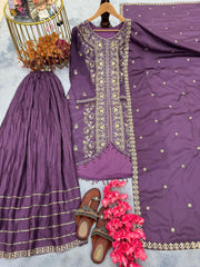 Superhit Chinon Silk Purple Color Sharara Suit Superhit Chinon Silk Purple Color Sharara Suit