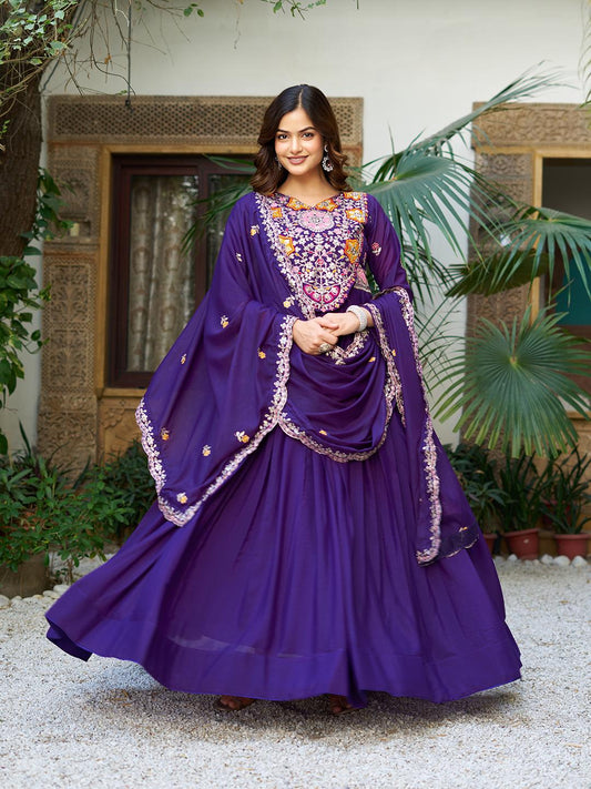 Wonderful Sequence Work Purple Color Gown