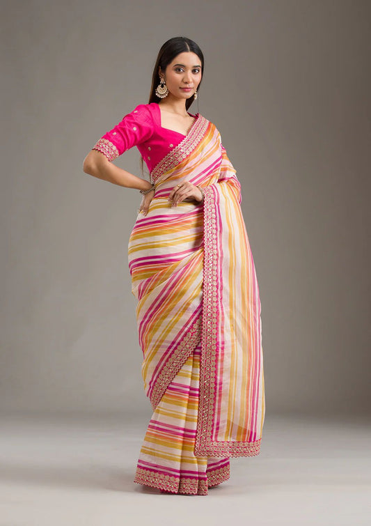 Pretty Pink Tabby Leheriya Print Silk Saree