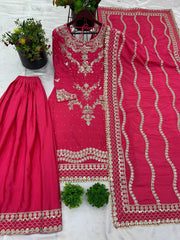 Gorgeous Heavy Pink Color Sharara Suit Gorgeous Heavy Pink Color Sharara Suit