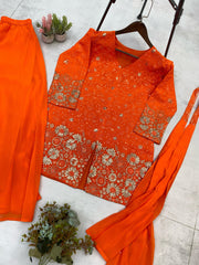 Beautiful Georgette Orange Color Sharara Suit Beautiful Georgette Orange Color Sharara Suit