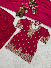 Ravishing Embroidery Work Pink Color Sharara Suit Ravishing Embroidery Work Pink Color Sharara Suit