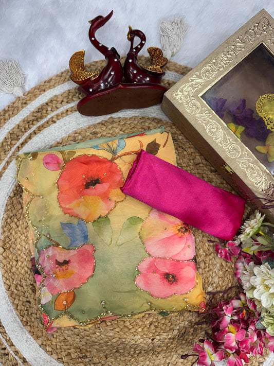 Lovely Sky Blue Tabby Silk Work Saree