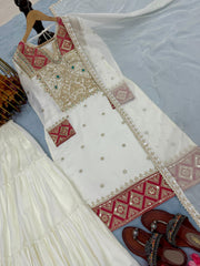 Good Looking Sequence Work White Color Sharara Suit Good Looking Sequence Work White Color Sharara Suit