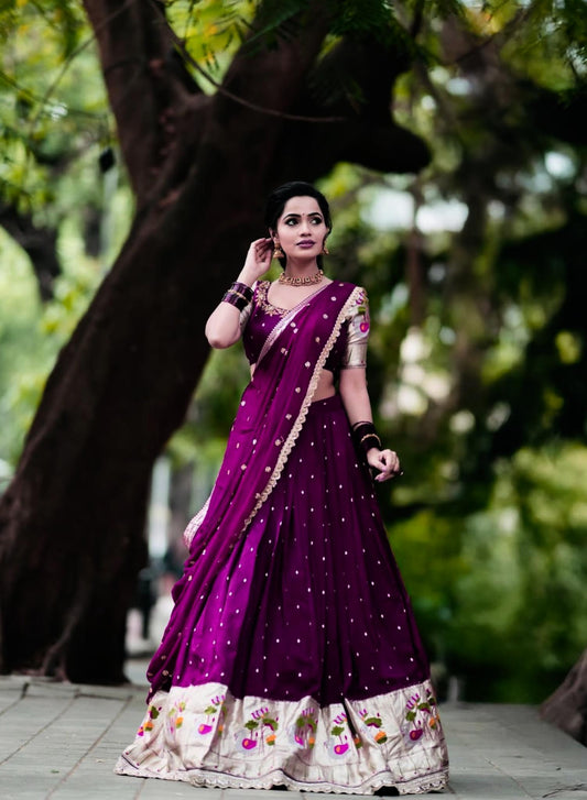 Casual Wear Sequence Work Wine Color Lehenga Choli