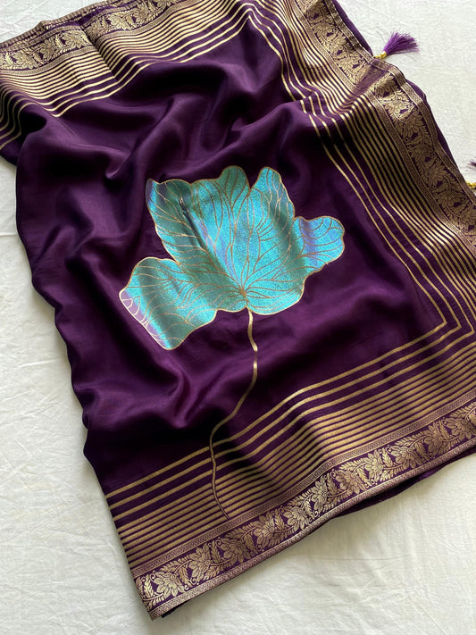 Blissful Munga Silk Purple Color Saree