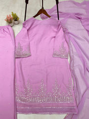 Ravishing Pink Georgette Sequence Work Palazzo Suit Ravishing Pink Georgette Sequence Work Palazzo Suit