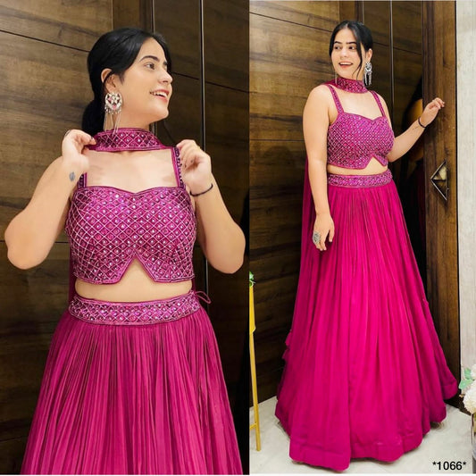 Elegant Pink Color Georgette lehenga Choli