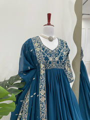 Designer Heavy Work Navy Blue Color Gown Designer Heavy Work Navy Blue Color Gown