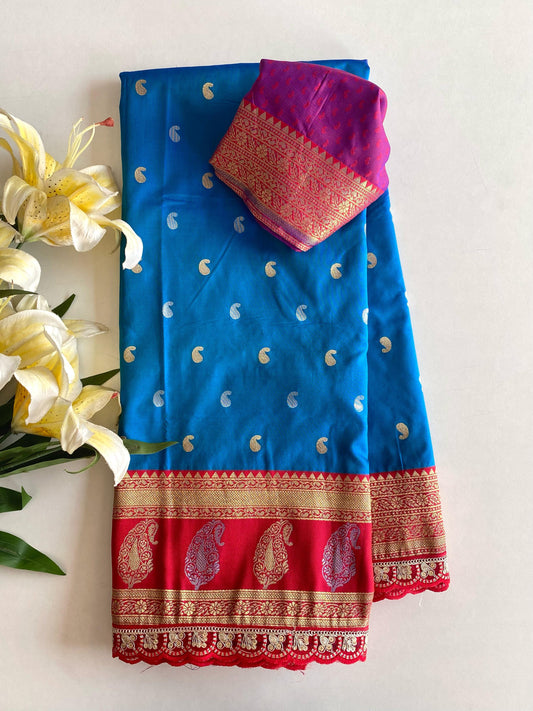 Festive Wear Sky Blue Color Paithani Silk Saree