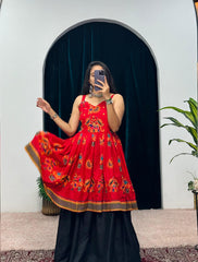 Red Color Heavy Navratri Kedia Top With Lehenga Red Color Heavy Navratri Kedia Top With Lehenga