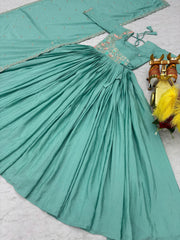 Ravishing Chinon Silk Sky Blue Color Gown Ravishing Chinon Silk Sky Blue Color Gown
