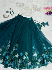 Fabulous Teal Blue Color Printed Lehenga Choli Fabulous Teal Blue Color Printed Lehenga Choli