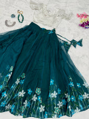 Fabulous Teal Blue Color Printed Lehenga Choli Fabulous Teal Blue Color Printed Lehenga Choli