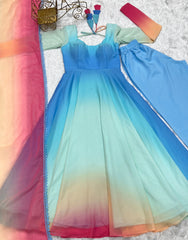Celebrity Style Multi Color Anarkali Suit Celebrity Style Multi Color Anarkali Suit
