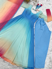 Celebrity Style Multi Color Anarkali Suit Celebrity Style Multi Color Anarkali Suit
