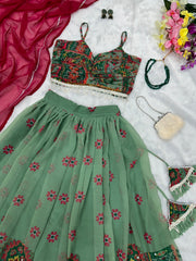 Presenting Perrot Color Digital Printed Kalamkari lehenga Choli Presenting Perrot Color Digital Printed Kalamkari lehenga Choli