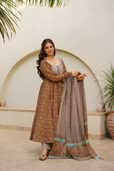 Precious Digital Print Work Brown Color Anarkali Suit Precious Digital Print Work Brown Color Anarkali Suit