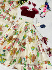 Fabulous Left Style Digital Printed Organza Lehenga Choli Fabulous Left Style Digital Printed Organza Lehenga Choli