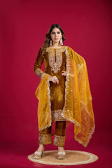 Function Wear Velvet Mustard Color Salwar Suit With Duptta Function Wear Velvet Mustard Color Salwar Suit With Duptta