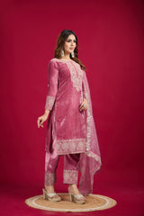 Function Wear Velvet Pink Color Salwar Suit With Duptta Function Wear Velvet Pink Color Salwar Suit With Duptta
