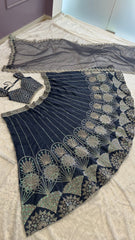 Engagement Wear Navy Blue Color Lehenga Choli Engagement Wear Navy Blue Color Lehenga Choli