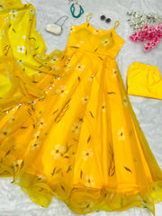 Classy Digital Printed Yellow Color Gown Classy Digital Printed Yellow Color Gown