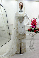 Fabulous Georgette White Color Sharara Suit Fabulous Georgette White Color Sharara Suit