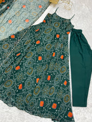 Pretty Green Color Bandhani Print Anarkali Suit Pretty Green Color Bandhani Print Anarkali Suit