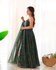 Pretty Green Color Bandhani Print Anarkali Suit Pretty Green Color Bandhani Print Anarkali Suit