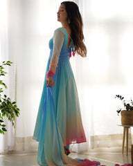 Celebrity Style Multi Color Anarkali Suit Celebrity Style Multi Color Anarkali Suit