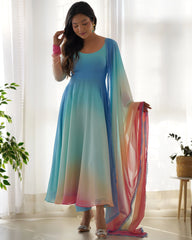Celebrity Style Multi Color Anarkali Suit Celebrity Style Multi Color Anarkali Suit