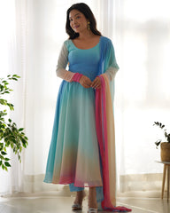 Celebrity Style Multi Color Anarkali Suit Celebrity Style Multi Color Anarkali Suit