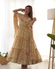Fabulous Cream Color Zigzag Print Anarkali Suit Fabulous Cream Color Zigzag Print Anarkali Suit
